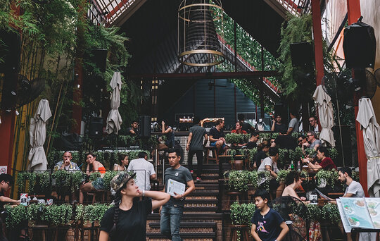 Guests dining in a restaurant