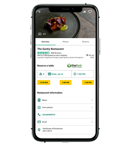 Page de restaurant Tripadvisor